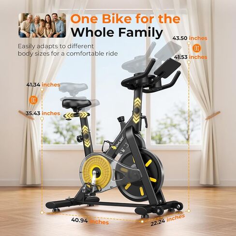 OWLSKY Exercise Bike with APP,Magnetic Resistance Bike, 300 lbs Capacity Quiet Stationary Bike for Home Gym, Cardio Bike Workout, Adjustable Seat & Tablet Holder in Kuwait