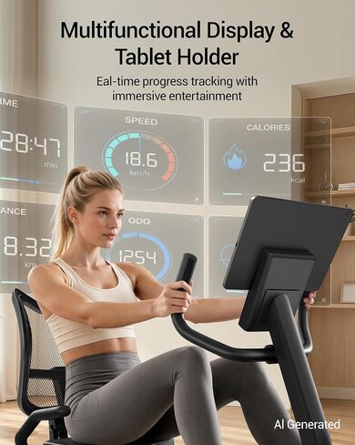 دراجة تمرين CURSOR FITNESS راقد، دراجة ثابتة هادئة للبالغين وكبار السن، دراجة ثابتة مغناطيسية مع مقاومة 16 مستوى، تدعم 350 رطل، مقبض معدل ضربات القلب وشاشة LCD in Kuwait
