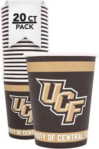 أكواب ورقية من جامعة صبار الصحراء بوسط فلوريدا UCF Knights عدد 20 مشروب بارد سعة 9 أونصة للبوابات الخلفية والتخرج والحفلات وديكور يوم اللعبة (التصميم أ) in Kuwait