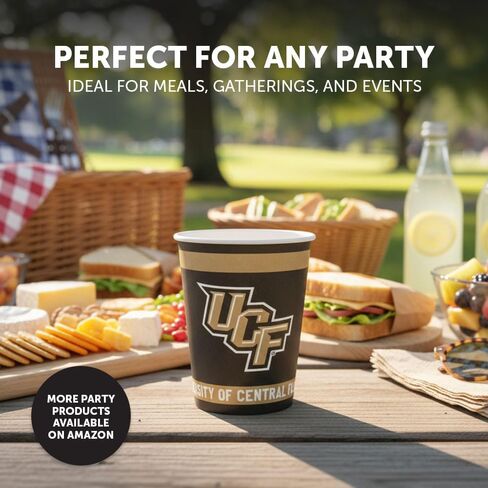أكواب ورقية من جامعة صبار الصحراء بوسط فلوريدا UCF Knights عدد 20 مشروب بارد سعة 9 أونصة للبوابات الخلفية والتخرج والحفلات وديكور يوم اللعبة (التصميم أ) in Kuwait