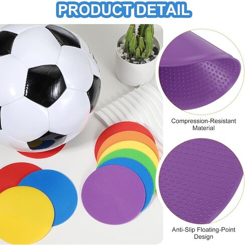 Spot Markers 4 Inch, 6 Pcs Non-Slip Floor Dots Agility Markers Flat Field Cones Poly Dots for Gym PE Speed Training Dance Soccer Basketball Sports, Purple in Kuwait
