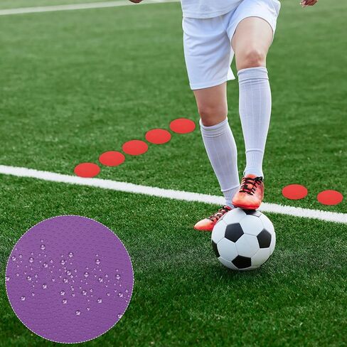 Spot Markers 4 Inch, 6 Pcs Non-Slip Floor Dots Agility Markers Flat Field Cones Poly Dots for Gym PE Speed Training Dance Soccer Basketball Sports, Purple in Kuwait