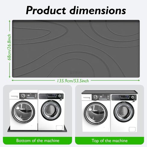 Washing Machine Drain Pan Silicone mat – 54x26.5 Inch Non-Slip Waterproof Washer Drip Tray, Anti-Vibration Soft Mat for Under Dryer or Washer, Floor Leak Protector for Laundry Room in Kuwait