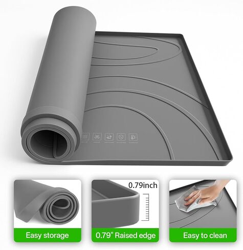 Washing Machine Drain Pan Silicone mat – 54x26.5 Inch Non-Slip Waterproof Washer Drip Tray, Anti-Vibration Soft Mat for Under Dryer or Washer, Floor Leak Protector for Laundry Room in Kuwait