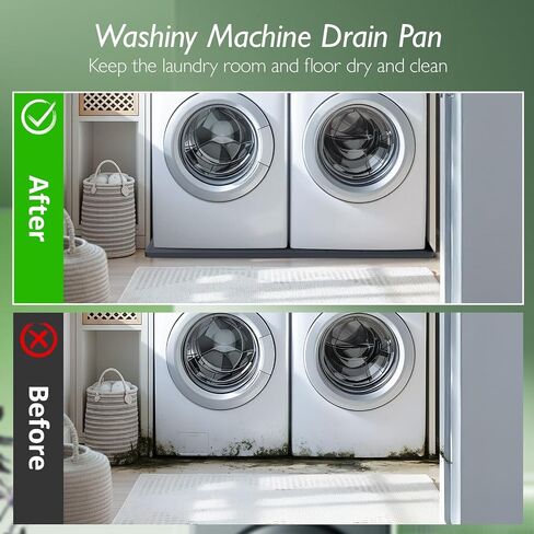 Washing Machine Drain Pan Silicone mat – 54x26.5 Inch Non-Slip Waterproof Washer Drip Tray, Anti-Vibration Soft Mat for Under Dryer or Washer, Floor Leak Protector for Laundry Room in Kuwait