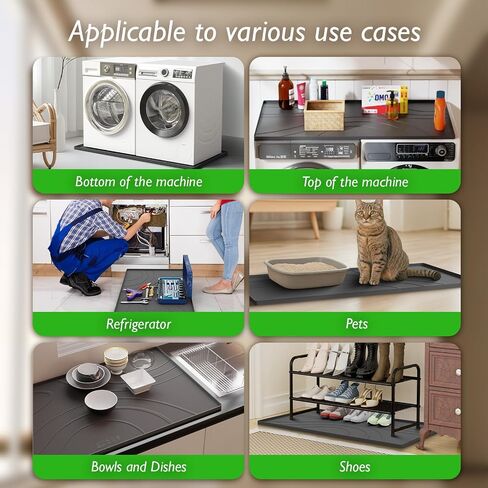 Washing Machine Drain Pan Silicone mat – 54x26.5 Inch Non-Slip Waterproof Washer Drip Tray, Anti-Vibration Soft Mat for Under Dryer or Washer, Floor Leak Protector for Laundry Room in Kuwait