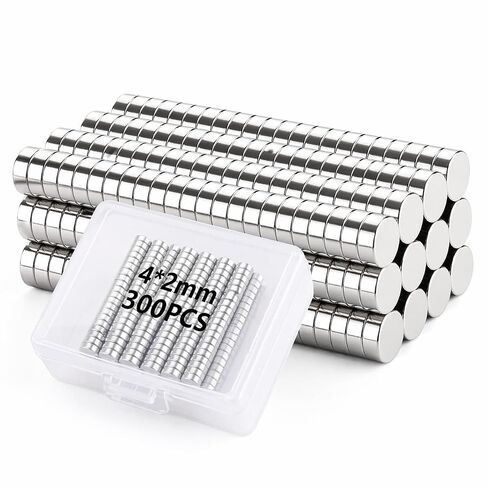 FINDMAG 300 Pieces Mini Magnets, 4x2mm Strong Round Small Disc, Neodymium Magnets for Fridge, Office, Whiteboard, Crafts, and Miniatures in Kuwait