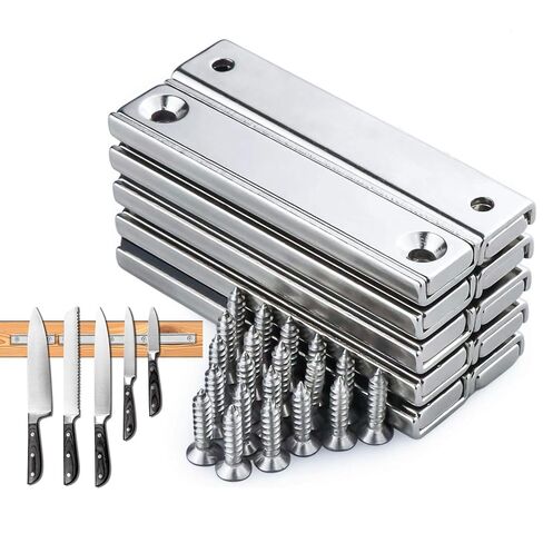 LOVIMAG Neodymium Bar Magnets 80lbs, Strong Cabinet Magnets for Closure, Rectangle Magnet with Holes for Mounting, Locker Accessories, Rare Earth Magnetic Cabinet Catch -2.36"x0.53"x0.2"in Pack of 6 in Saudi Arabia