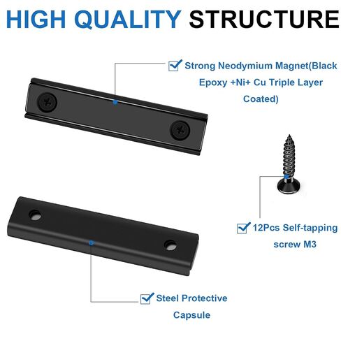 LOVIMAG Neodymium Bar Magnets 80lbs, Strong Cabinet Magnets for Closure, Rectangle Magnet with Holes for Mounting, Locker Accessories, Rare Earth Magnetic Cabinet Catch -2.36"x0.53"x0.2"in Pack of 6 in Saudi Arabia