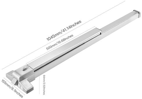 UL Listed Hardware Push Bar Panic Exit Device with Exterior Lever, Commercial Horizontal Push Bar for Emergency Exit Doors, 500mm Touch Bar, Single Point Latch, Fits 28–41" Door Width in Kuwait