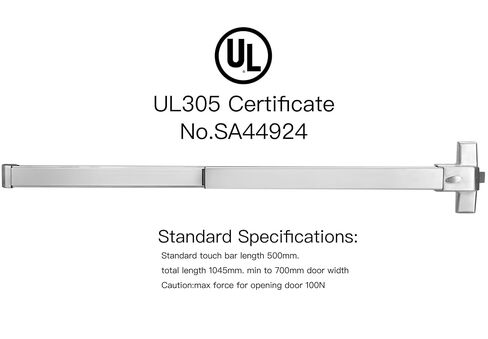 UL Listed Hardware Push Bar Panic Exit Device with Exterior Lever, Commercial Horizontal Push Bar for Emergency Exit Doors, 500mm Touch Bar, Single Point Latch, Fits 28–41" Door Width in Kuwait