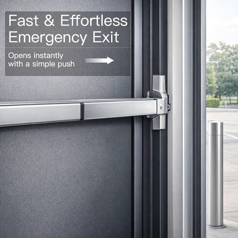 UL Listed Hardware Push Bar Panic Exit Device with Exterior Lever, Commercial Horizontal Push Bar for Emergency Exit Doors, 500mm Touch Bar, Single Point Latch, Fits 28–41" Door Width in Kuwait