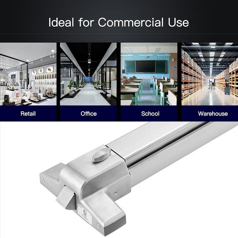 UL Listed Hardware Push Bar Panic Exit Device with Exterior Lever, Commercial Horizontal Push Bar for Emergency Exit Doors, 500mm Touch Bar, Single Point Latch, Fits 28–41" Door Width in Kuwait