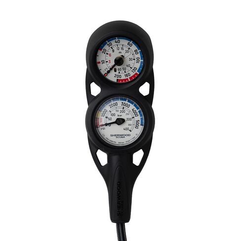 Sherwood Scuba Three Gauge Analog Console (PG/DG/Compass) with Braided Hose. Gauge Dials Read Both Imperial (FT/PSI) and Metric (M/BAR). in Saudi Arabia