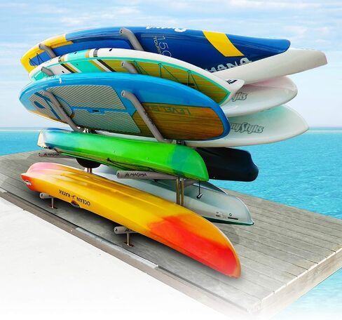 Magma Products, R10-1020 Angled Pair SUP Dock Mounted Rack System Storage Arm with Foam Pad, Polished Stainless Steel in Kuwait