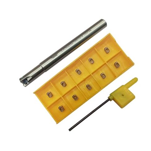 EXN02R 3/8in Milling Tool Holder with 10PCS LNMU020209ZNER Milling Inserts with MGMN200-G 2mm Purple Grooving Parting Carbide Inserts with Screw & Wrench for CNC Lathe Metal Machining in Kuwait