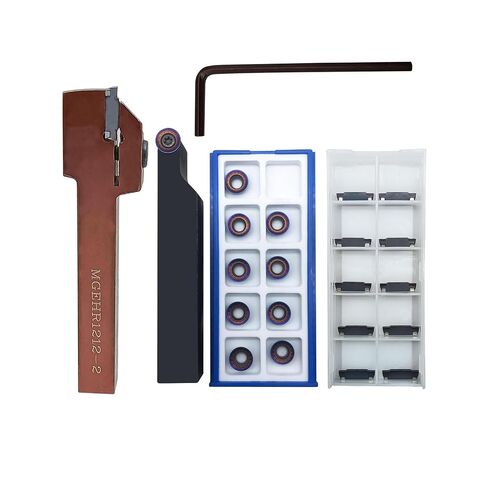 حامل أدوات فراق 1/2 بوصة MGEHR1212-2 مع 10 قطع MGMN200 + 5/8 بوصة SRAPR1616H10 حامل تحول قابل للفهرسة مع 10 قطع R5 RPMT10T3MOE-JS إدراج زر دائري in Kuwait