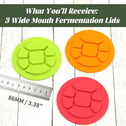 Garden to Jar Fermenting: 3-Pack Wide Mouth Fermentation Lids (86mm) for Ball & Kerr Mason Jars | Self-Burping Airlock Lids for Sauerkraut, Kimchi & Preserving Harvests in Saudi Arabia