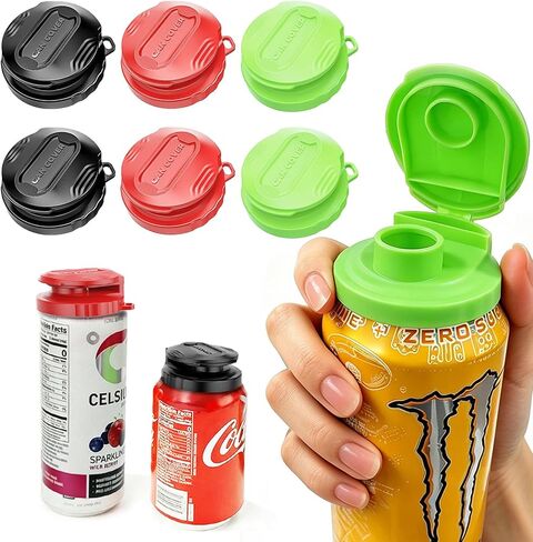 أغطية علب الصودا - أغطية علب خالية من مادة BPA قابلة لإعادة الاستخدام للصودا والبيرة ومشروبات الطاقة، مناسبة لعلب المشروبات القياسية، وتساعد على الحفاظ على المشروبات طازجة ونظيفة (6 عبوات) in Kuwait