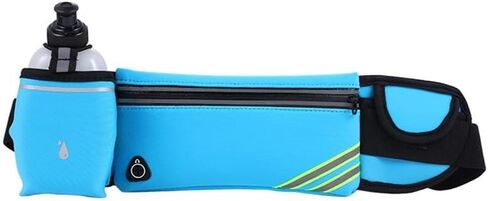 Running Hydration Belt with 10oz BPA Free Bottle, Adjustable Waist Pack for Fitness Jogging Gym, Sweat Proof Mesh Pocket for Phone Keys ID, Secure Fit for Hip 27 to 40 Inches(Blue) in Kuwait