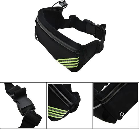 Running Hydration Belt with Adjustable Elastic Waist Strap and Two 10oz Water Bottles, Sweat and Rain Proof Fitness Waist Pack for Jogging, Hiking, and Outdoor Sports(Black) in Kuwait