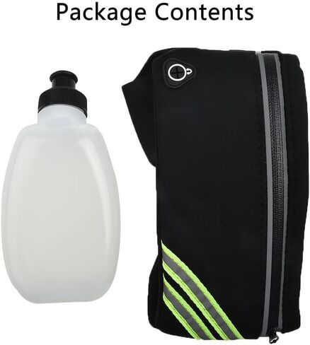 Running Hydration Belt with Adjustable Elastic Waist Strap and Two 10oz Water Bottles, Sweat and Rain Proof Fitness Waist Pack for Jogging, Hiking, and Outdoor Sports(Black) in Kuwait