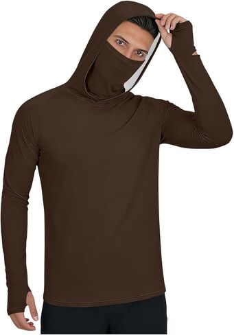رجل طفح الحرس UPF 50 + حماية من الشمس سريعة الجافة السباحة قميص الأشعة فوق البنفسجية SPF قمصان الصيد قمصان صيفية الشمس هوديي قميص in Kuwait