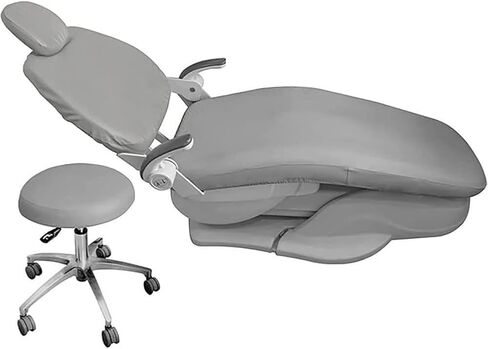 Protective Full Dental Chair Cover Set 4Pcs - Headrest Backrest Protector - Stretch Spandex Protective Seat Cover for Tattoo Chair - Elastic Dentist Protector(Color:Gray) in Kuwait