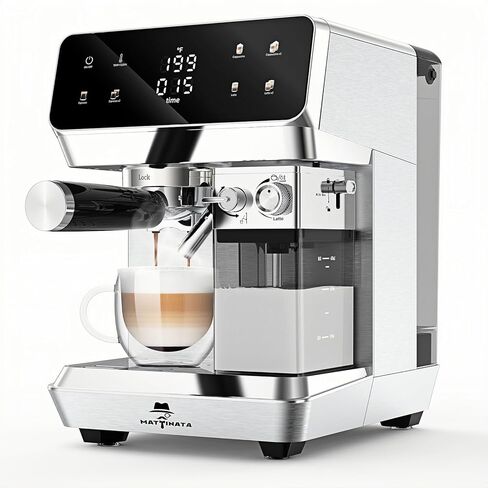 Espresso Machine 20 Bar, Cappuccino Machine with Automatic Milk Frother, Latte Machine with Pressure Gauges for Home Present, Stainless Steel-I' Alba Pro in Kuwait