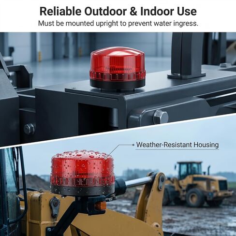 QWORK Industrial Signal Round Red Warning Light Strobe, 3W, AC 110V, High-Visibility, Weatherproof, 360° Coverage, Ideal for Factories & Construction Sites in Kuwait