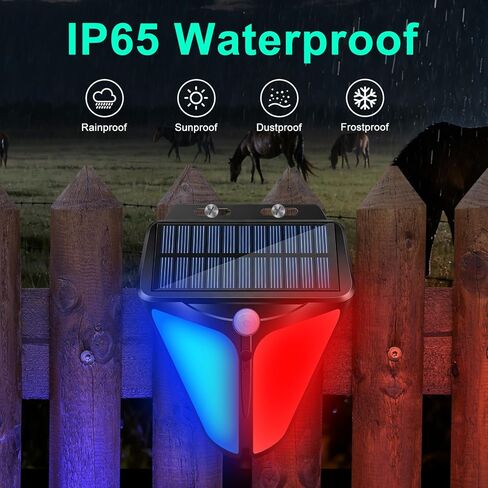Aolyty Solar Strobe Warning Lights 90DB Alarm Outdoor,4 Working Modes Solar Power Motion Sensor Alarm Light,IP65 Waterproof Security Siren Light for Pasture,Home,Farm,Barn,Villa,Yard in Saudi Arabia