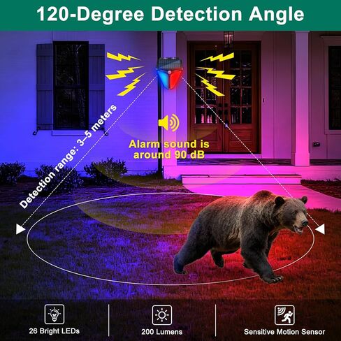 Aolyty Solar Strobe Warning Lights 90DB Alarm Outdoor,4 Working Modes Solar Power Motion Sensor Alarm Light,IP65 Waterproof Security Siren Light for Pasture,Home,Farm,Barn,Villa,Yard in Saudi Arabia