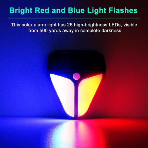Aolyty Solar Strobe Warning Lights 90DB Alarm Outdoor,4 Working Modes Solar Power Motion Sensor Alarm Light,IP65 Waterproof Security Siren Light for Pasture,Home,Farm,Barn,Villa,Yard in Saudi Arabia