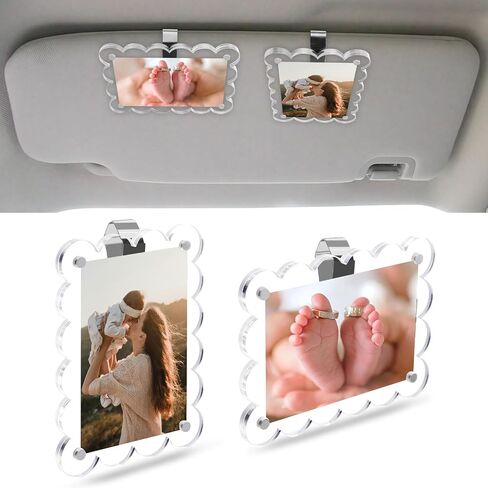 PIFOOG 2 Pack Car Visor Picture Holders Clip Photo Frame Acrylic Magnetic Display Pictures Frames for Cars Sun Visor Personalized Memorial Presents for Mother Dad Friends Transparent 2.5 × 3.7 inch in Saudi Arabia