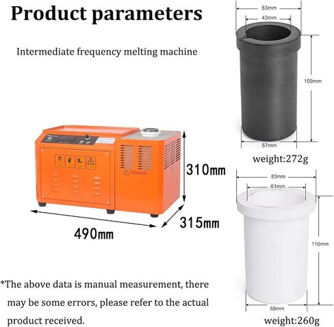 2KG Medium Frequency Gold Melting Furnace, 3500W High Temp Gold Melting Machine, Smelting Time 4-6 Minutes, for Metal, Gold, Silver in Kuwait