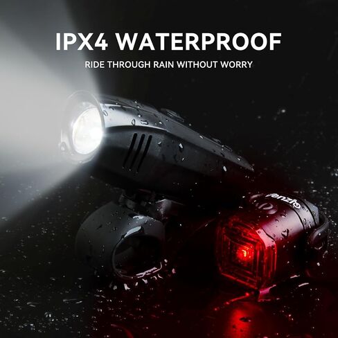 Venzio Bike Lights, Rechargeable USB-C Bike Headlight and Taillight, 6+2 Mode Bike Front and Rear Lights for Night Riding, IPX4 Waterproof Bicycle Light Set, Bike Accessories in Kuwait