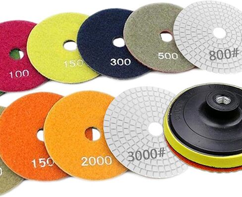 10 Pieces Granite Marble Concrete Grinding Disc, Granite Stone Polish Pad Kit for Polisher Concrete Marble Stone Countertop, 4inch in Kuwait