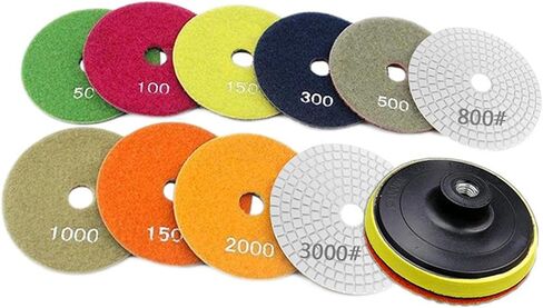 10 Pieces Granite Marble Concrete Grinding Disc, Granite Stone Polish Pad Kit for Polisher Concrete Marble Stone Countertop, 4inch in Kuwait