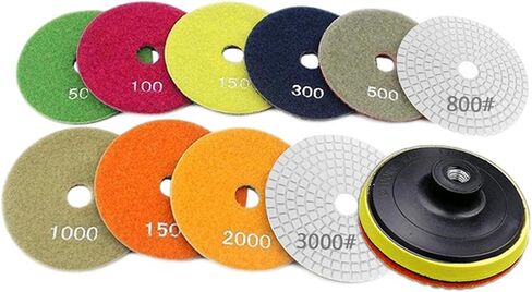 10 Pieces Granite Marble Concrete Grinding Disc, Granite Stone Polish Pad Kit for Polisher Concrete Marble Stone Countertop, 4inch in Kuwait