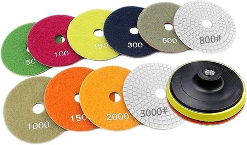 10 Pieces Granite Marble Concrete Grinding Disc, Granite Stone Polish Pad Kit for Polisher Concrete Marble Stone Countertop, 4inch in Kuwait