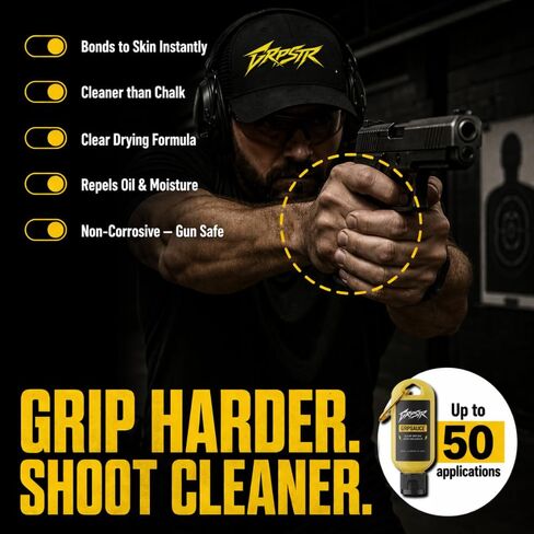 GRPSAUCE Liquid Chalk Alternative for Shooting Sports | Clear Drying Grip Enhancer for Pistols & Rifles | Non-Corrosive, Gun-Safe | No Chalk Residue | Competition Ready | 50ml Carabiner Clip Bottle in Kuwait