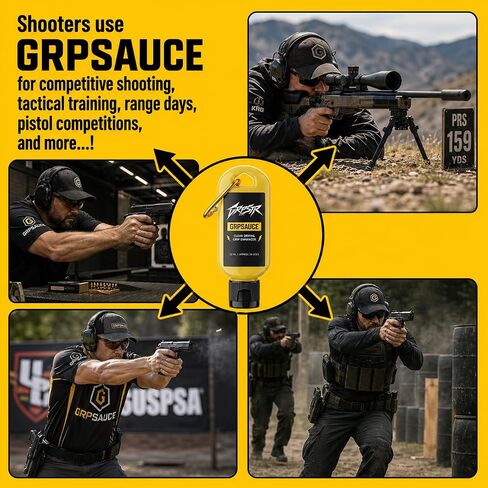 GRPSAUCE Liquid Chalk Alternative for Shooting Sports | Clear Drying Grip Enhancer for Pistols & Rifles | Non-Corrosive, Gun-Safe | No Chalk Residue | Competition Ready | 50ml Carabiner Clip Bottle in Kuwait