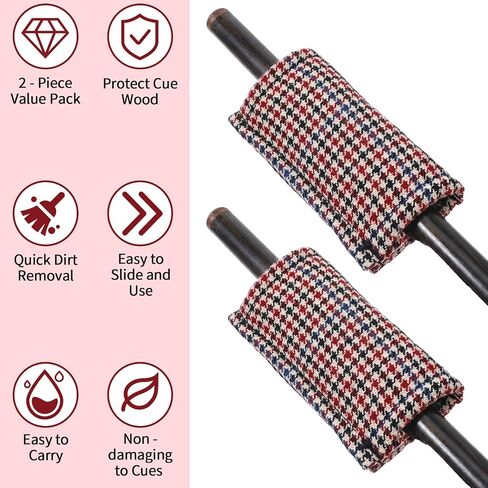 2 Pcs Billiard Cue Slicker, Pool Cue Cleaner Professional Billiards Pool Accessories Polyester Shaft, Snooker Cleaning Cloth Tool in Saudi Arabia