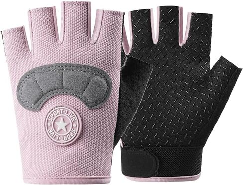 INOGIH Kids Breathable Anti-Slip Fingerless Workout Gym Gloves 3-14 Years for Boys Girls Biking, Camping, Fishing, Outdoor Sports in Kuwait