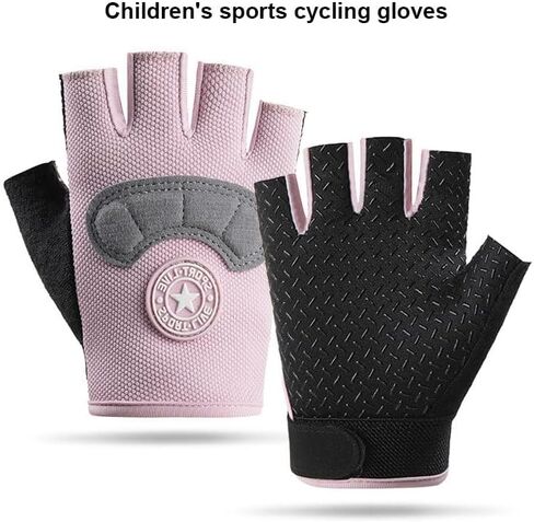 INOGIH Kids Breathable Anti-Slip Fingerless Workout Gym Gloves 3-14 Years for Boys Girls Biking, Camping, Fishing, Outdoor Sports in Kuwait
