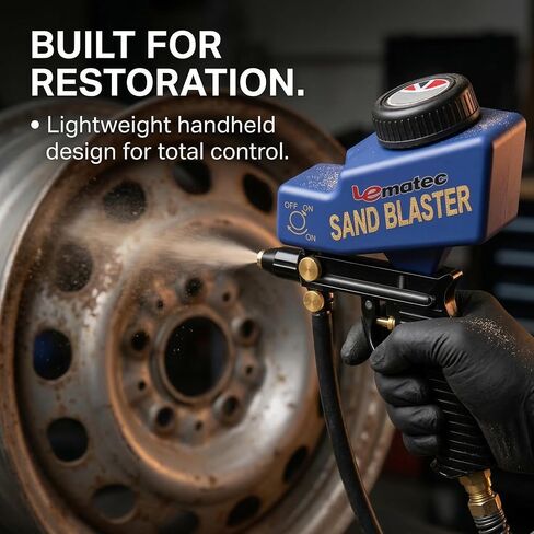 LE LEMATEC Air Preparation Bundle (2 Items) — AS118-2C Siphon Sand Blaster Gun + ZN312 Inline Dryer/Water Separator for Auto Body, Restoration, HVLP Painting & Pneumatic Moisture Protection in Kuwait