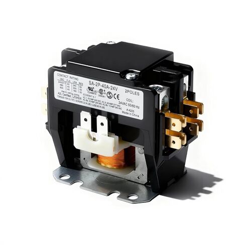 2 Pole 40 Amp AC Contactor 24V Coil, Fully Enclosed, Silver Cadmium Oxide Contacts, Suitable for Compressors/Air Conditioners/Heating Systems, Universal for Industrial and Household Use in Kuwait