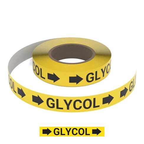 Glycol (Yellow) SSINLINE Pipe Marking Roll - 2" x100' - Pipes 2.5" - 7.9" O.D. Arrows Right in Kuwait