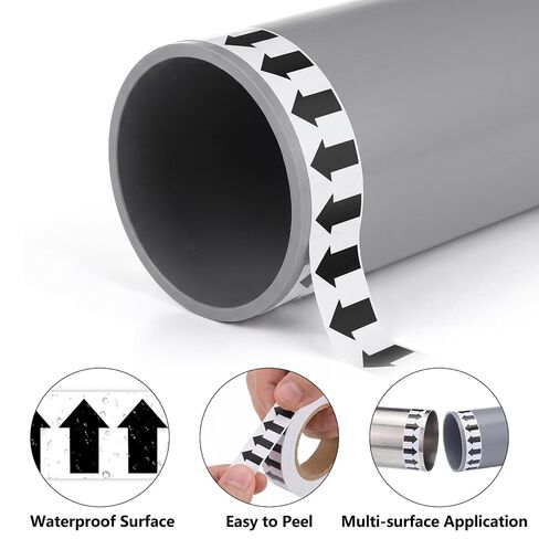 2 Roll Pipe Flow Arrow Tape - 1" x 90 ft Adhesive Directional Pipeline Arrow Stickers Pipe Identification Marking Labels, White on Black in Kuwait
