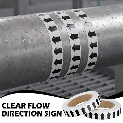 2 Roll Pipe Flow Arrow Tape - 1" x 90 ft Adhesive Directional Pipeline Arrow Stickers Pipe Identification Marking Labels, White on Black in Kuwait